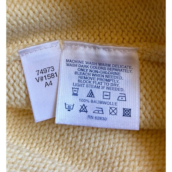 Lands End Womens Medium 10/12 Yellow Knit Sweater Floral & Hummingbird Granny - Picture 6 of 9